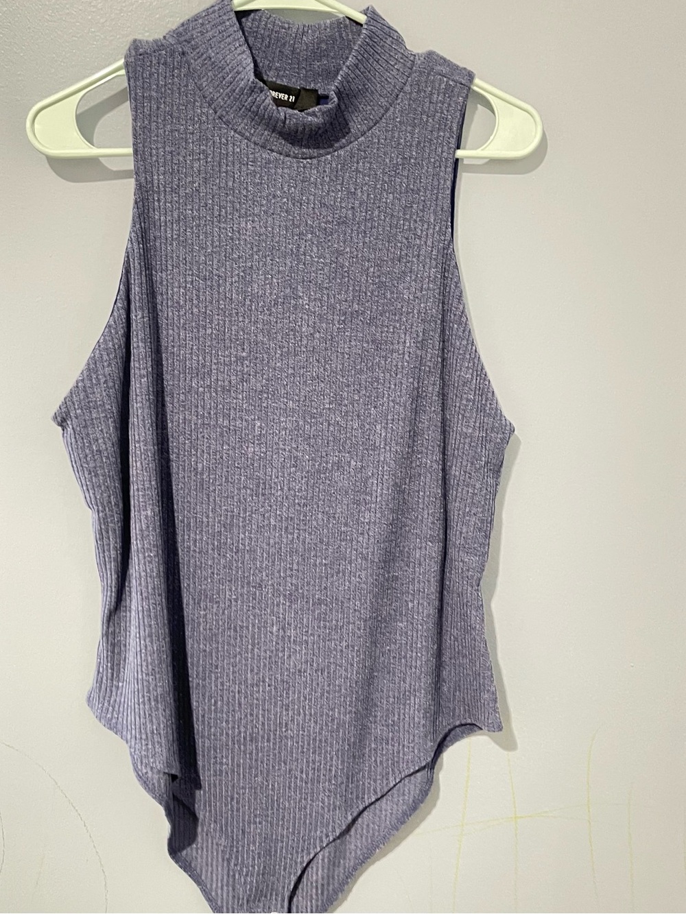 Forever 21 Grey/Blue Ribbed Mock Neck Sleeveless Top | Womens Size 2X